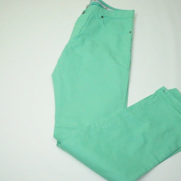 Isaia 5 Tasche Cint Spiga Cotton Blend Green Paisley Line Pant 50R Brand New